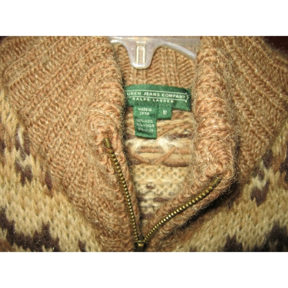 Ralph Lauren Jeans Co. M Cardigan Sweater Vest Zip Indian Blanket Mohair Wool - Picture 3 of 3